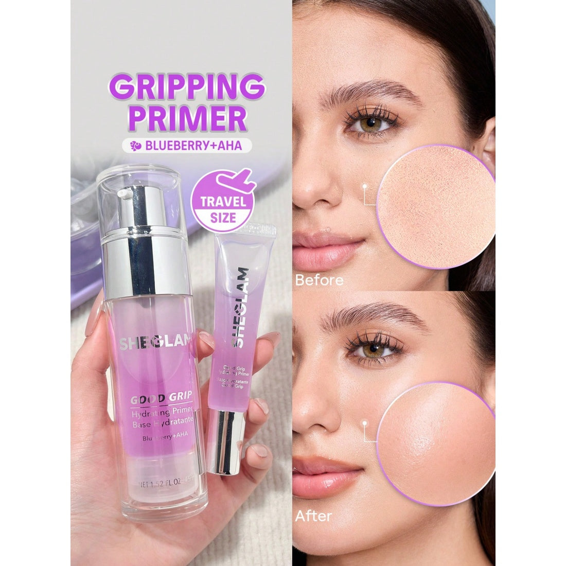 SHEGLAM Good Grip Feuchtigkeitsspendender Primer-Blaubeere+AHA-15ml