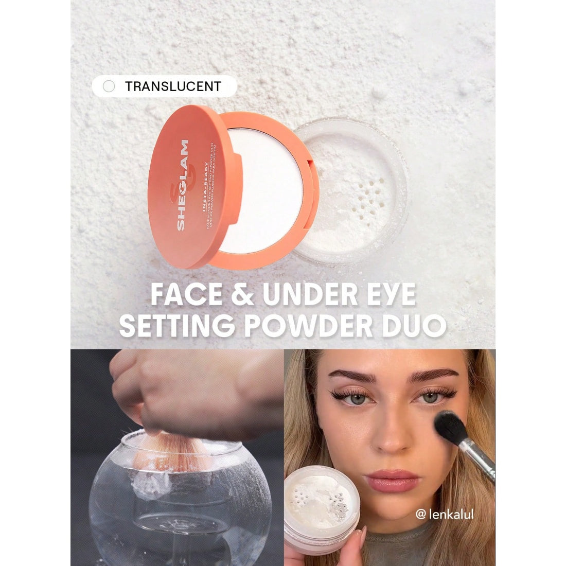 Poudre fixatrice duo visage et contour des yeux SHEGLAM Insta-Ready-00 Translucide