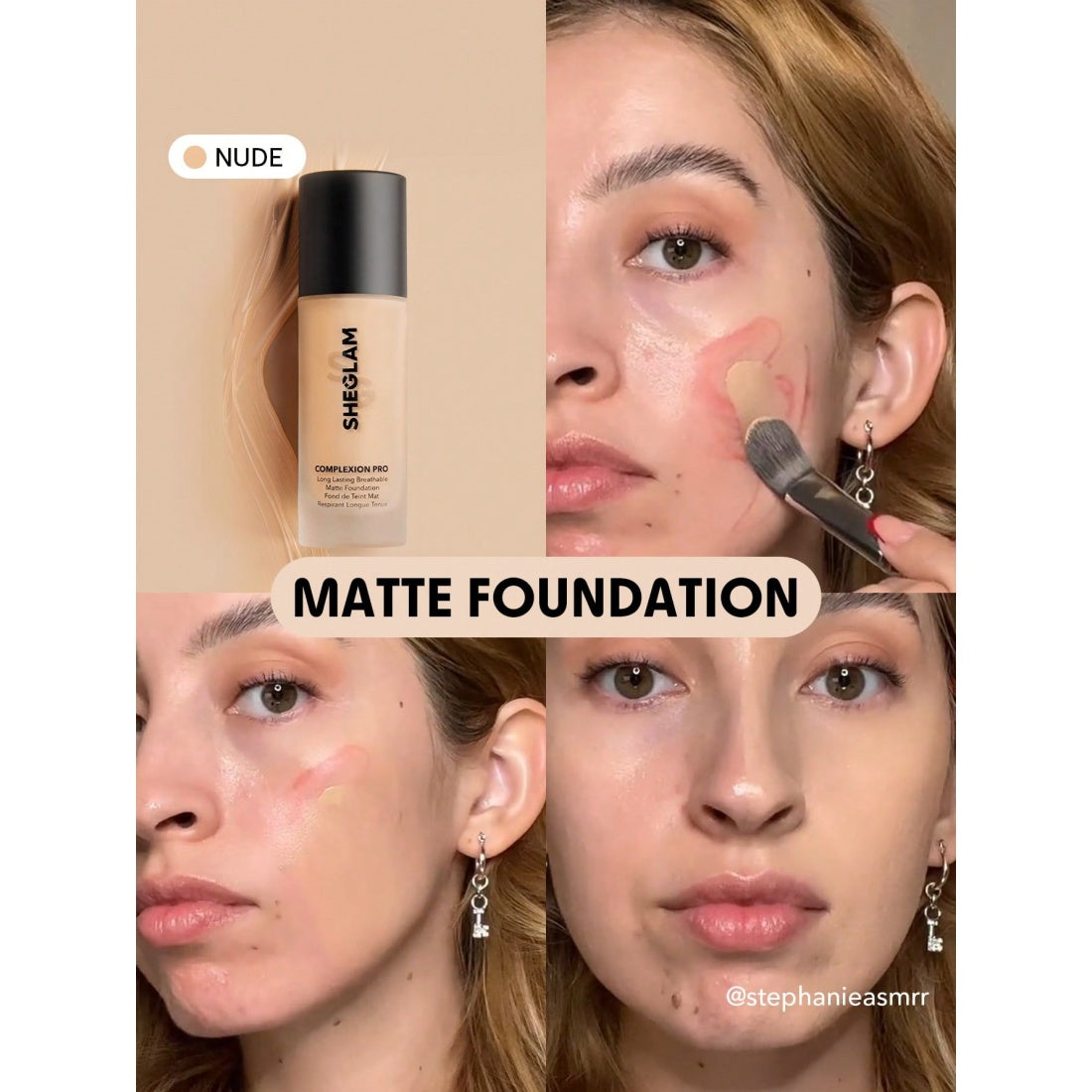 Base de maquillaje mate de larga duración y transpirable SHEGLAM Complexion Pro - Nude