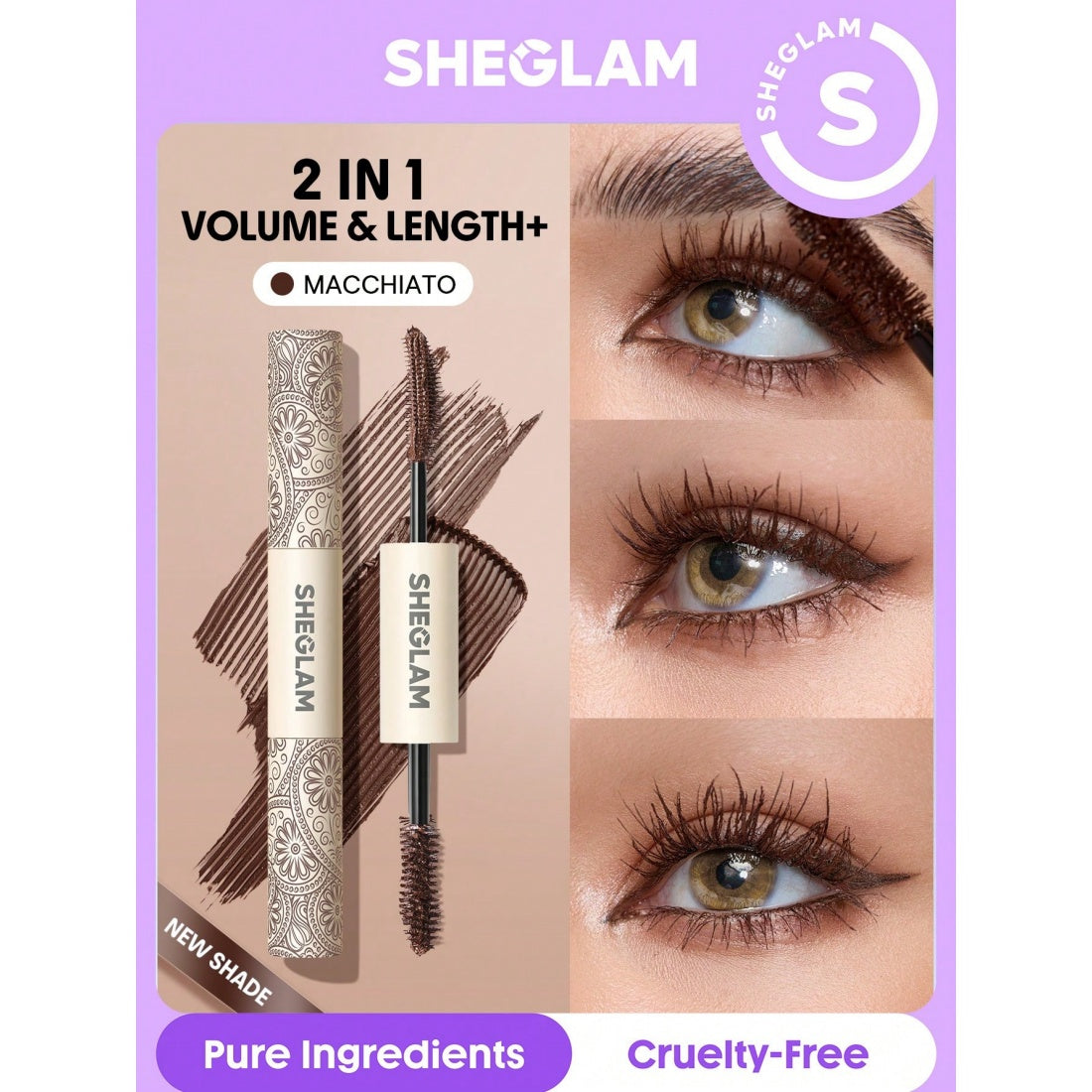 Mascara Volume & Longueur Tout-en-un SHEGLAM-Imperméable Macchiato