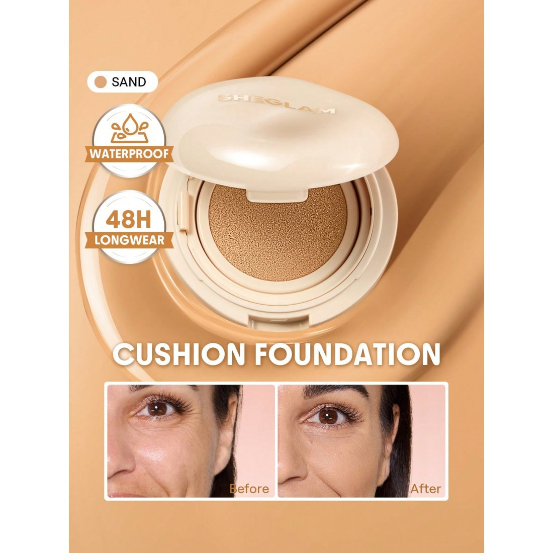 SHEGLAM Lock & Go Long-Lasting Cushion Foundation-Sand