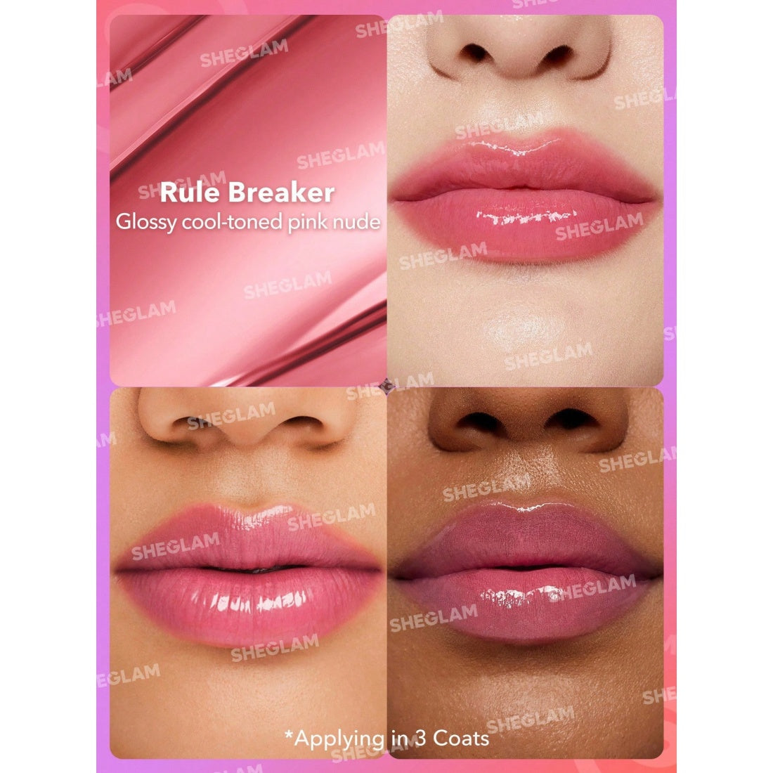 SHEGLAM Mirror Kiss High-Shine Lipstick-100 Rule Breaker