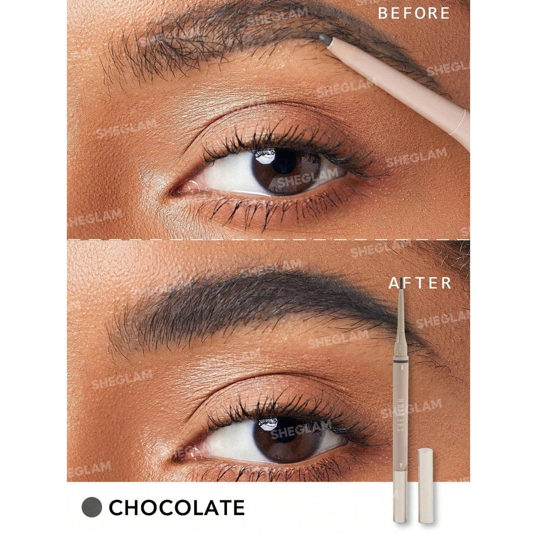 SHEGLAM Lápiz de cejas 2 en 1 Brows on Demand-08 Chocolate
