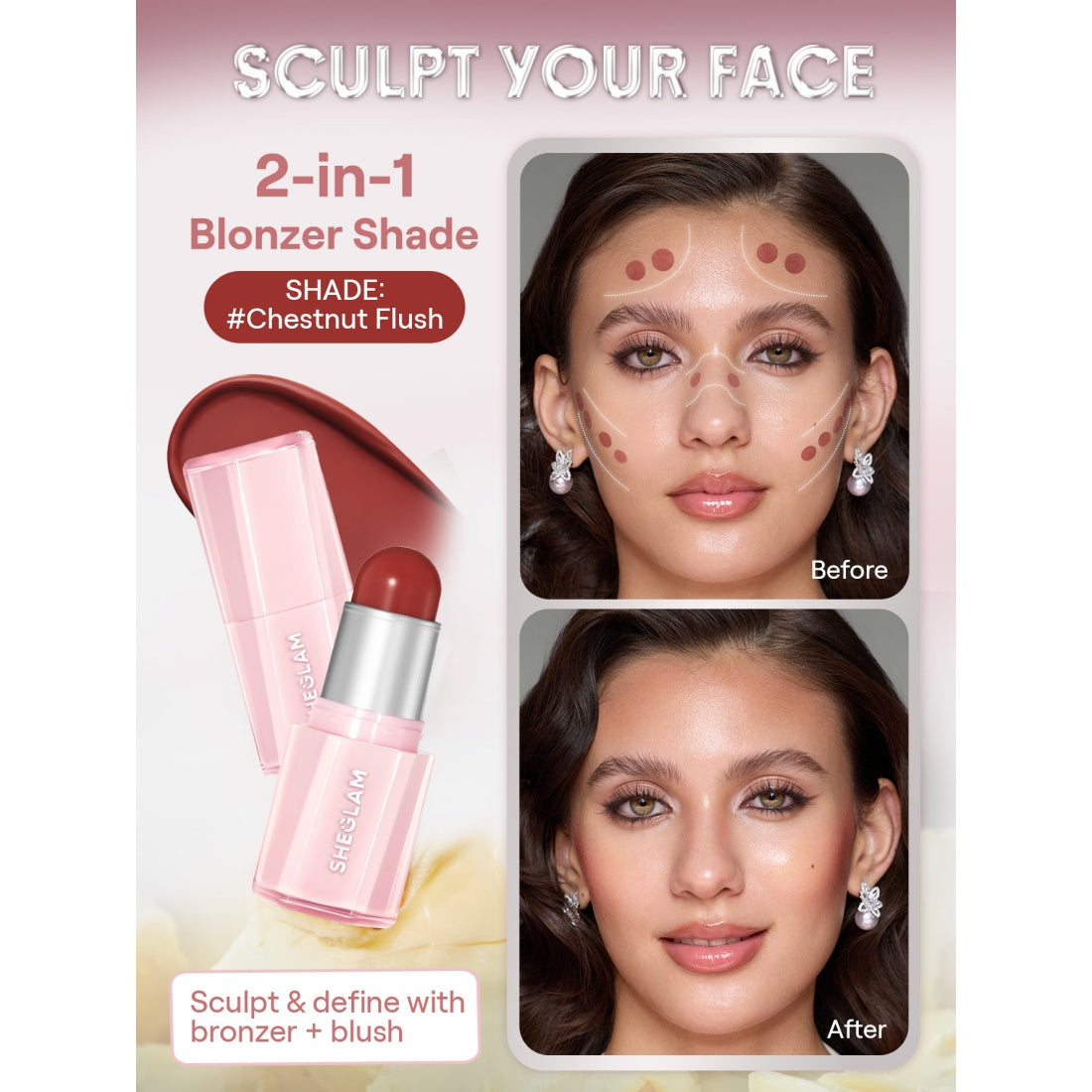 SHEGLAM Buttery Bliss Blush Stick-204 Chestnut Flush