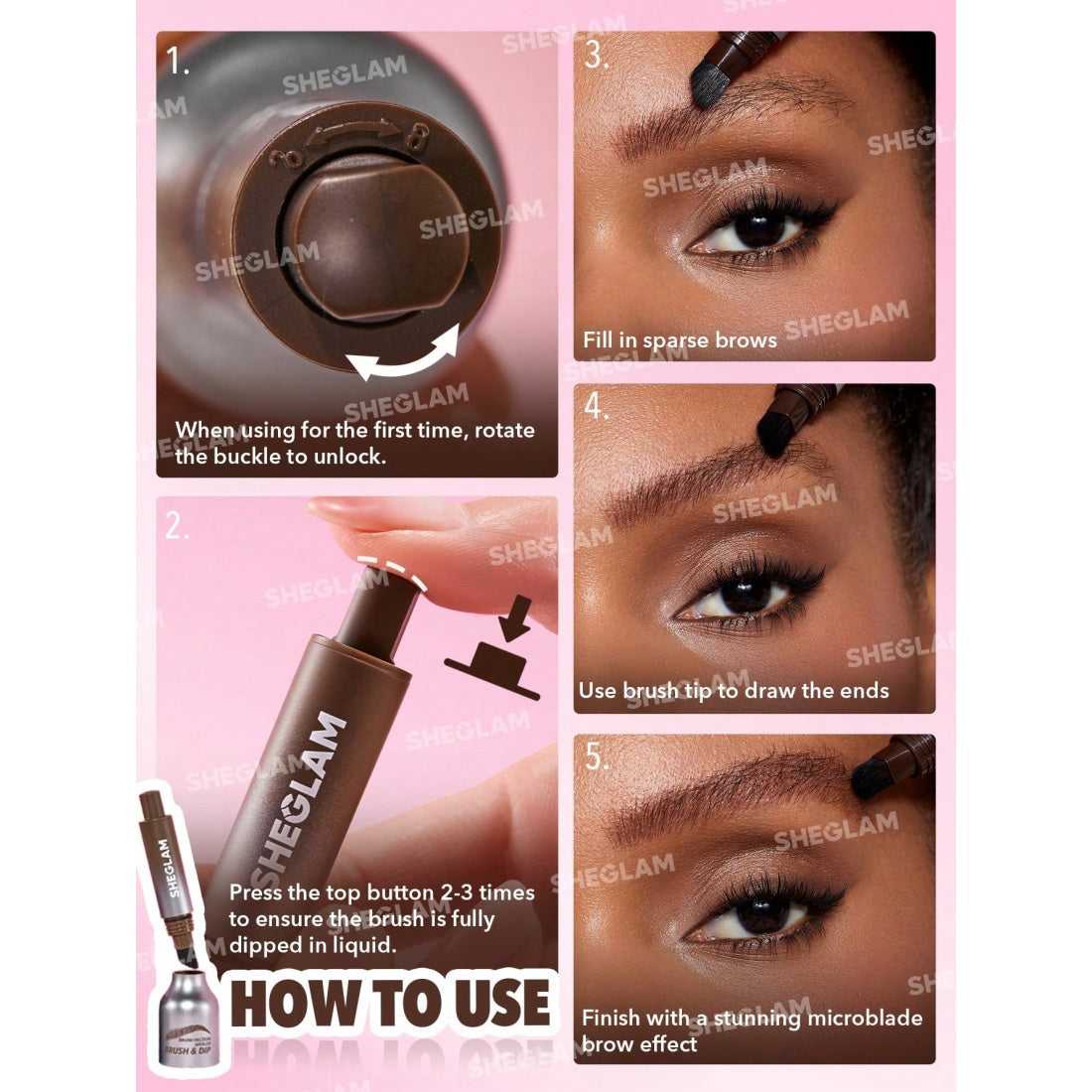SHEGLAM Brow-fection Angled Brush & Dip-08 Chocolate