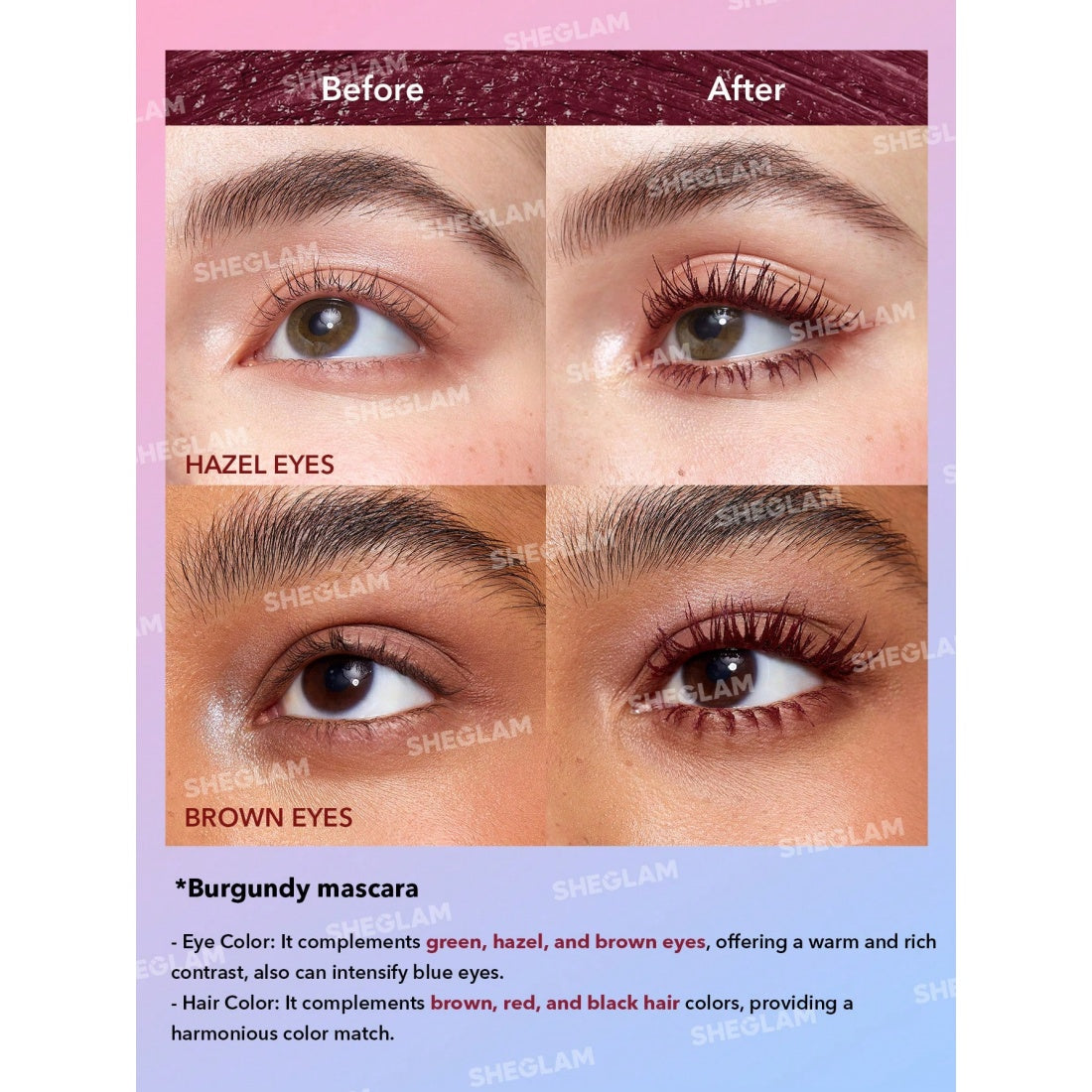 SHEGLAM All-In-One Volume & Length Mascara-Waterproof Burgundy