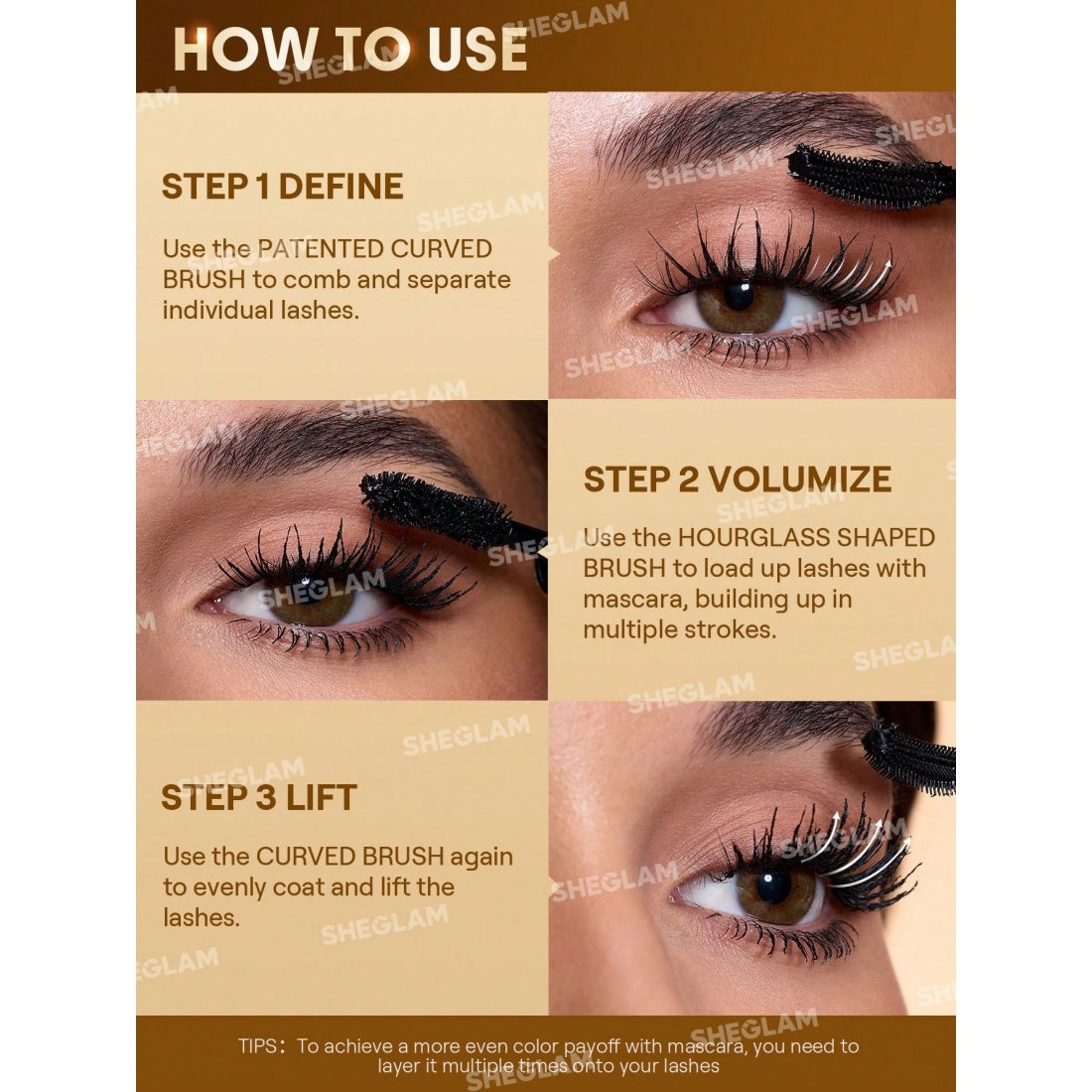 Mascara tout-en-un multi-effets 24k SHEGLAM - Noir waterproof