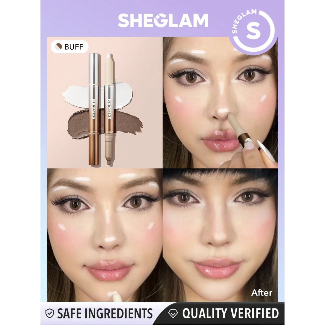 SHEGLAM Fine Line 2-in-1-Nasen-Kontur- und Highlighter-Stift – 01 Buff