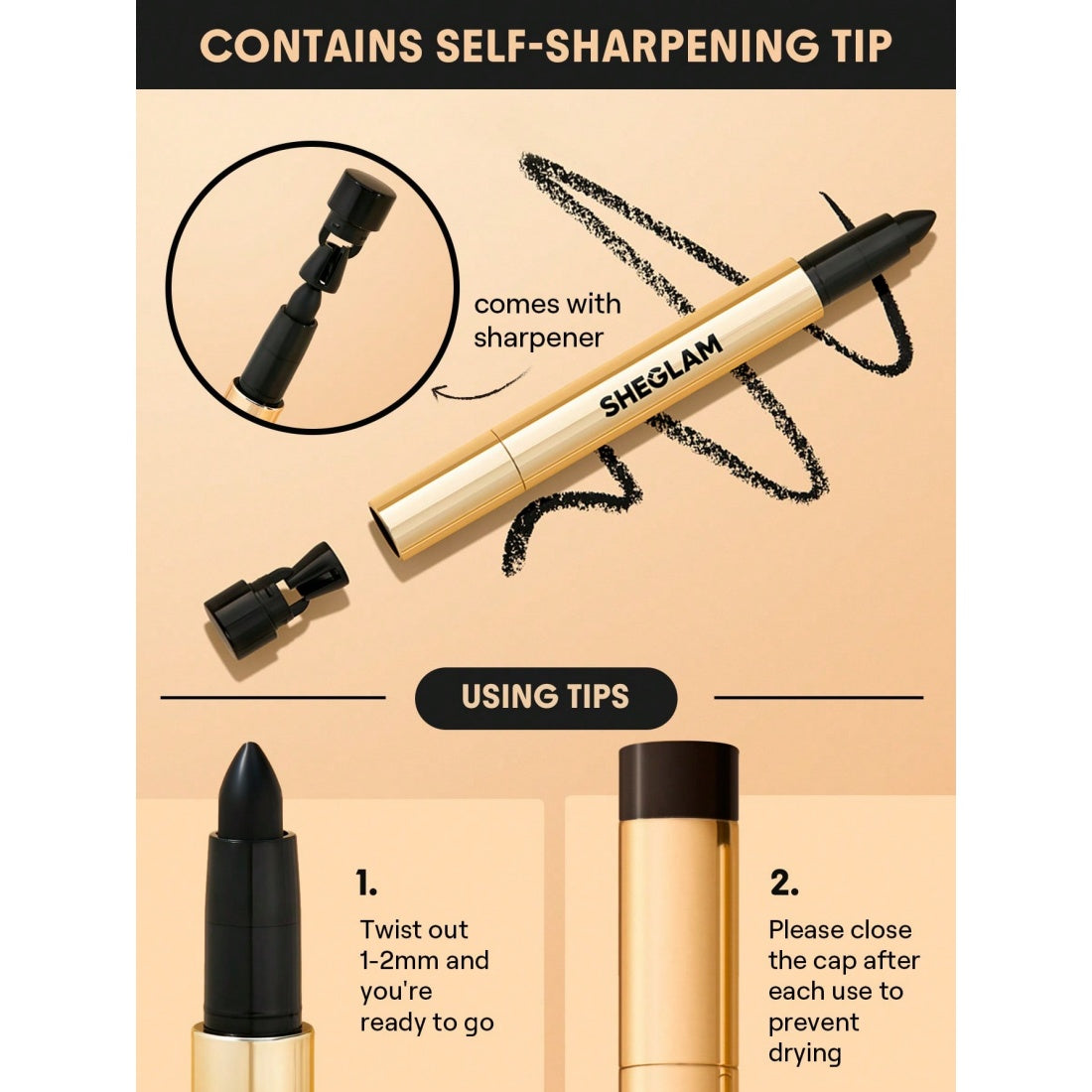 Crayon eyeliner crème Kohl Bold Moves de SHEGLAM - Noir