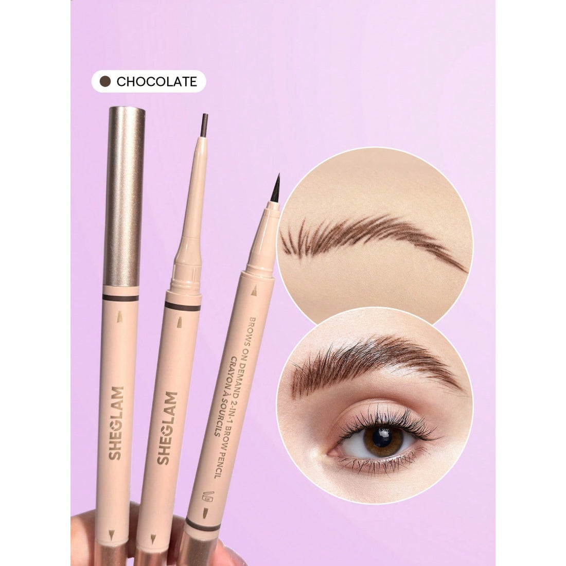 SHEGLAM Lápiz de cejas 2 en 1 Brows on Demand-08 Chocolate