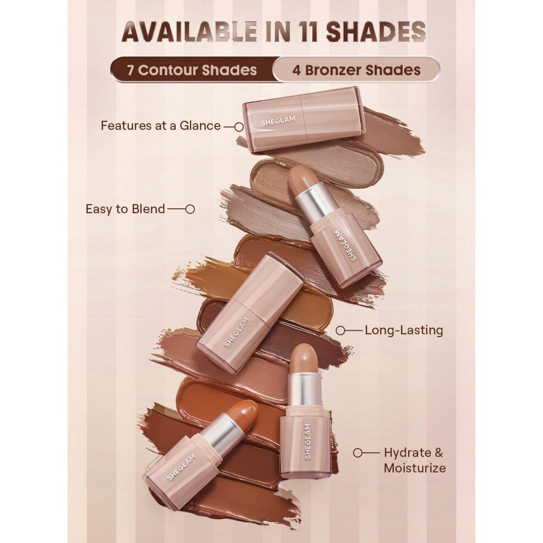 SHEGLAM Buttery Buff Contour & Bronzer Stick - Warm Honey