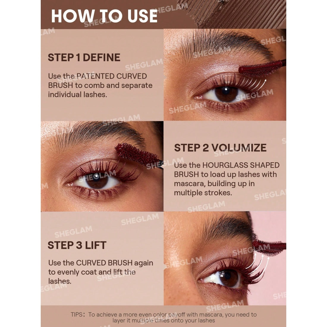 Mascara Volume & Longueur Tout-en-un SHEGLAM-Imperméable Macchiato