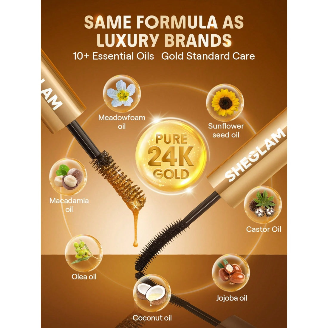 Mascara tout-en-un multi-effets 24k SHEGLAM - Noir waterproof