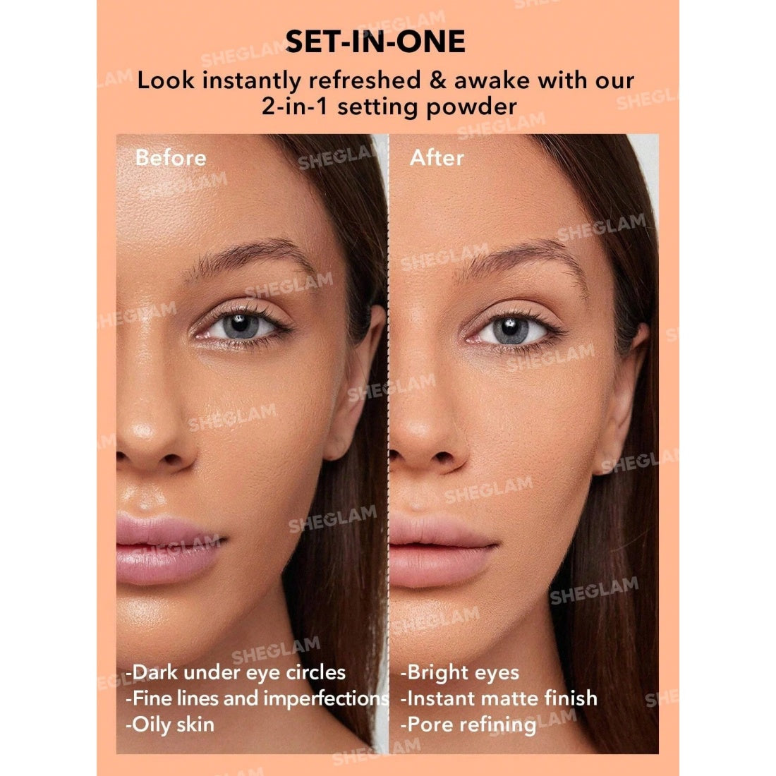 Poudre fixatrice duo visage et contour des yeux SHEGLAM Insta-Ready-00 Translucide