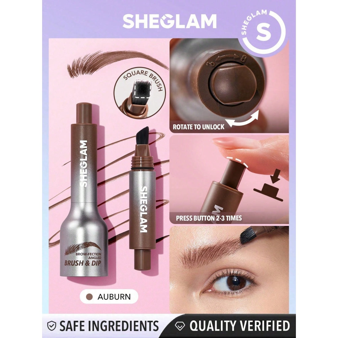 Pinceau biseauté & gel à sourcils Brow-fection de SHEGLAM - 06 Auburn
