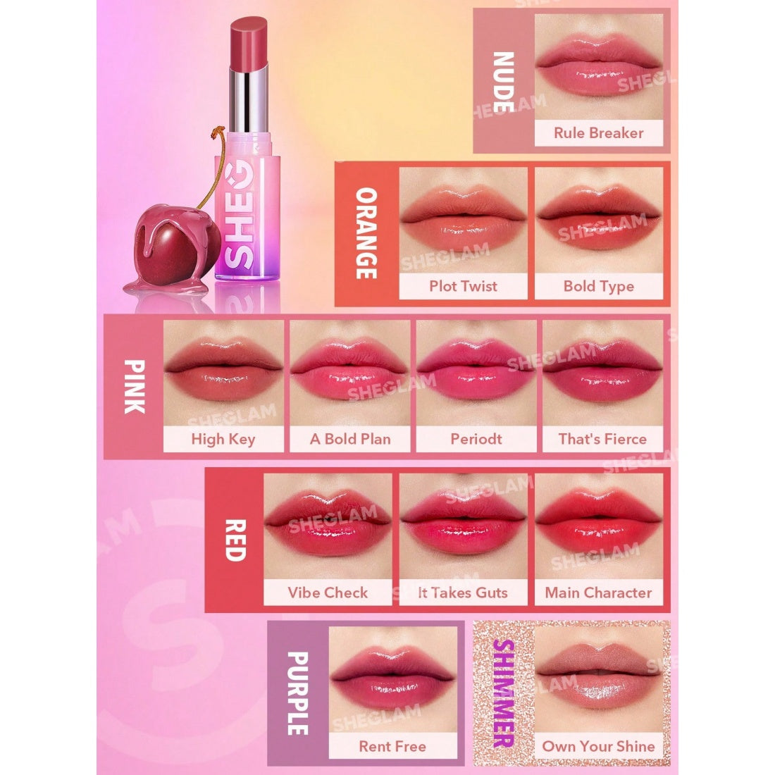 SHEGLAM Mirror Kiss High-Shine Lipstick-666 Own Your Shine