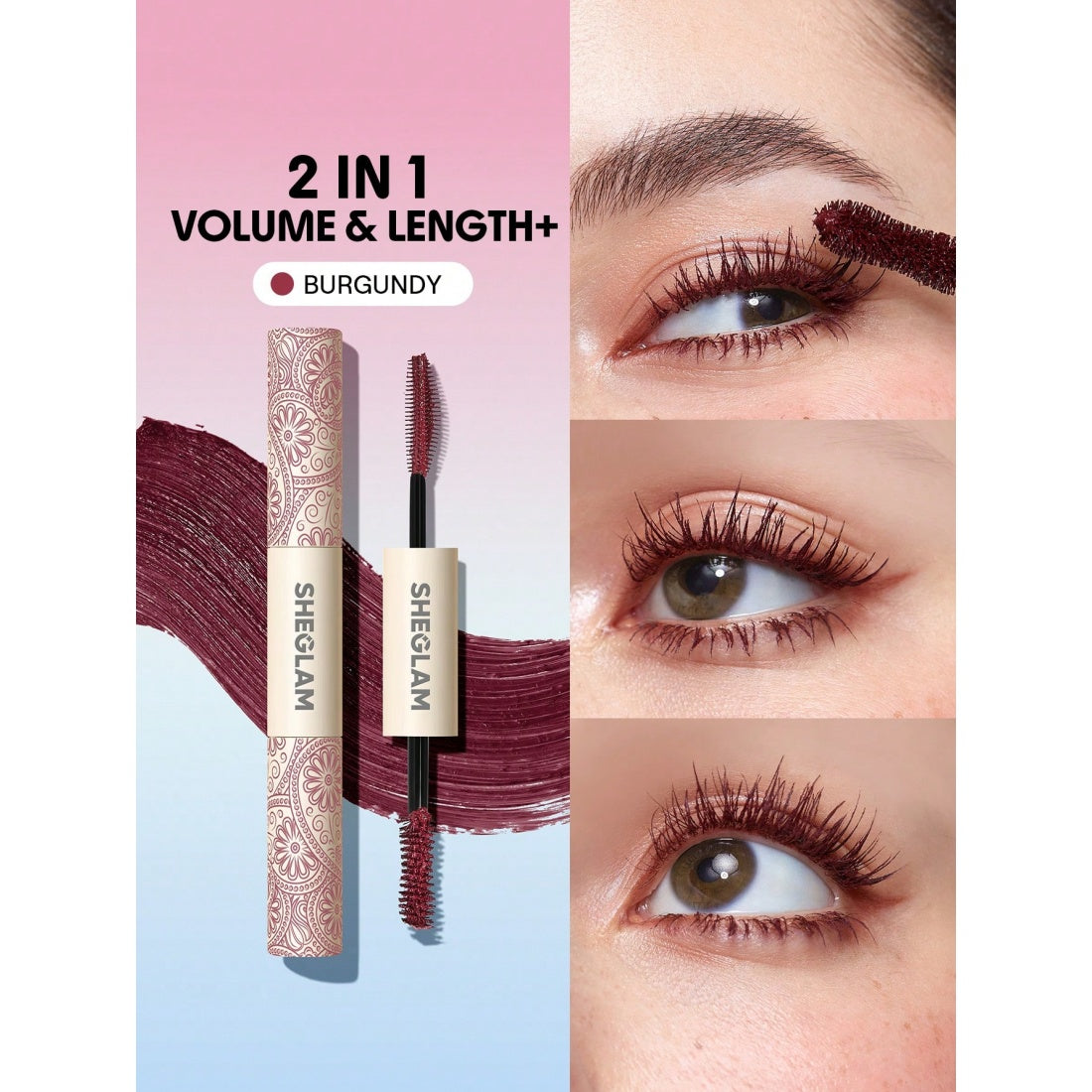 SHEGLAM All-In-One Volume & Length Mascara-Waterproof Burgundy