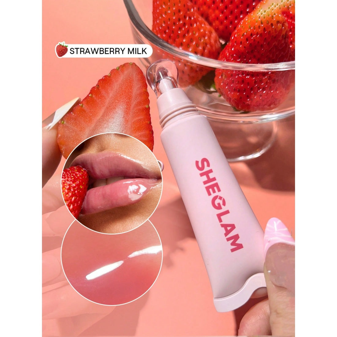 SHEGLAM Crystal Glaze Moisturizing Lip Care-118 Strawberry Milk